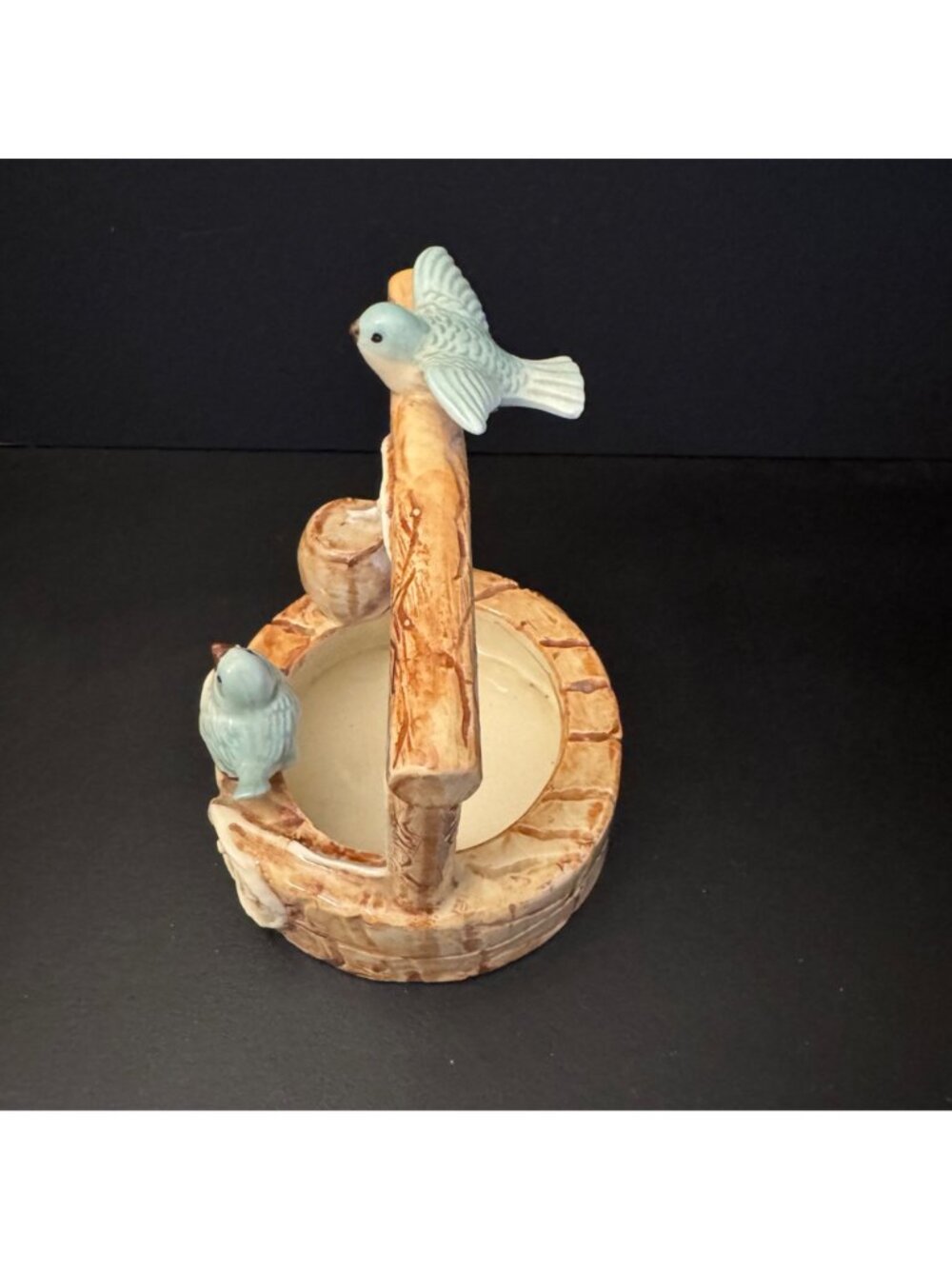Ceramic Decorative Wishing Well Figurine / Planter Blue Birds Hand-Painted - Picture 5 of 13